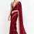 Red fancy beautified with sequins dhaga thread embroidered work saree