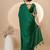 Green chinon silk saree with embrodery work blouse and waist belt