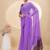 Purple georgette saree with siroski work and bandhni print pallu and blouse