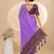 Purple georgette saree with siroski work and bandhni print pallu and blouse