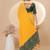 Yellow georgette saree with siroski work and bandhni print pallu and blouse