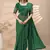 Green chinon silk saree with embrodery work blouse and waist belt