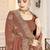 Brown color heavy coding zarkan embroidered work satin silk saree sari