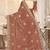 Brown color heavy coding zarkan embroidered work satin silk saree sari