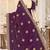 Wine color heavy coding zarkan embroidered work satin silk saree sari