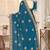 Teal blue color heavy coding zarkan embroidered work satin silk saree sari