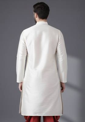 White embroidered dupion silk kurta 2