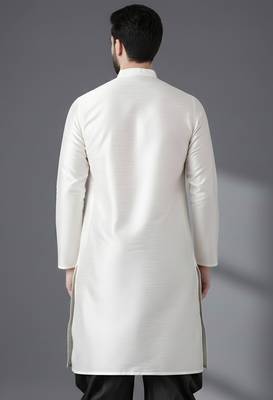 White embroidered dupion silk kurta 2