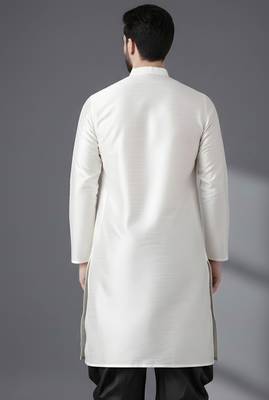 White embroidered dupion silk kurta 2