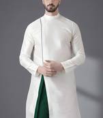 White embroidered dupion silk kurta