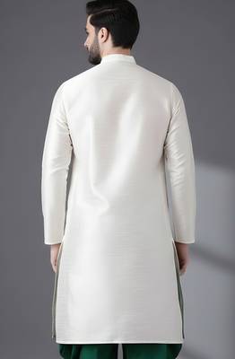 White embroidered dupion silk kurta 2