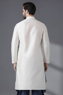 White embroidered dupion silk kurta 2