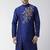 Royal blue embroidered dupion silk kurta