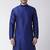 Royal blue embroidered dupion silk kurta