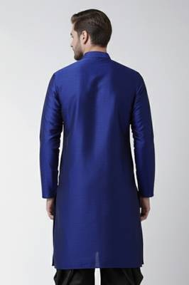 Royal blue embroidered dupion silk kurta 2