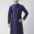 Navy embroidered dupion silk kurta