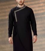 Black embroidered cotton kurta