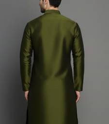 Mehndi embroidered dupion silk kurta