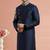 Navy embroidered dupion silk kurta