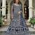 blue net anarkali gown with dori stone work