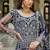 blue net anarkali gown with dori stone work