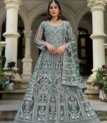 sea green net dori stone work anarkali suit