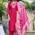 Women Floral Embroidered Empire Thread Work Roman Slik Kurta Pant With Dupatta