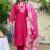Women Floral Embroidered Empire Thread Work Roman Slik Kurta Pant With Dupatta