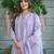 Women’s muslin silk embroidered lavender kurta sharara set with dupatta