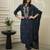 Women’s rayon silk embroidered navy blue kurta pant set with chanderi dupatta