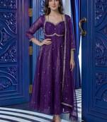 Wonderful Purple Sequins Silk Festival Wear Gown With Dupatta