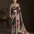 black color stylish digital printed silk blend crepe fabric saree for trendy looks