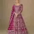 Designer wedding wear net anarkali suit for women pink color