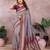 Silver grey color handloom silk fabric jacquard weaving designer partywear saree