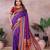 Purple color handloom silk fabric jacquard weaving designer partywear saree