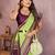 Green color handloom silk fabric jacquard weaving designer partywear saree