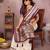 Off white color handloom silk fabric jacquard weaving designer partywear saree