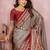 Grey color handloom silk fabric jacquard weaving designer partywear saree