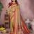 Beige color handloom silk fabric jacquard weaving designer partywear saree