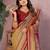 Beige color handloom silk fabric jacquard weaving designer partywear saree