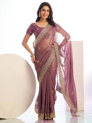 wine stylish heavy partywear saree rich girlie looks 1