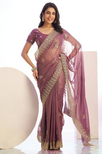 wine color stylish heavy partywear saree for rich girlie looks