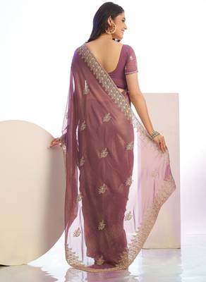wine stylish heavy partywear saree rich girlie looks 2