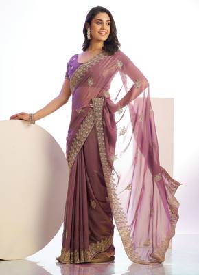 wine stylish heavy partywear saree rich girlie looks 4
