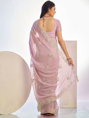 pink stylish heavy partywear saree rich girlie looks 2