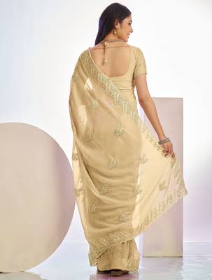 chiku stylish heavy partywear saree rich girlie looks 2