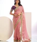 pink color stylish heavy partywear saree for rich girlie looks