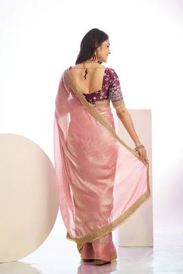 pink stylish heavy partywear saree rich girlie looks 2