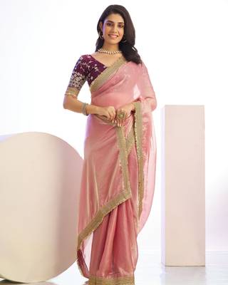 pink stylish heavy partywear saree rich girlie looks 5