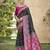 black color banarasi silk blend fabric ethnic woven designer saree